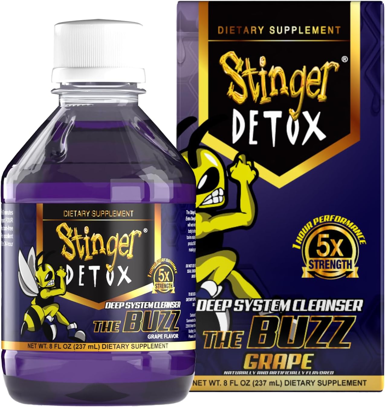 Stinger Detox Buzz 5X Grape Flavor Extra Strength Drink - 16 FL OZ (2 Pack)