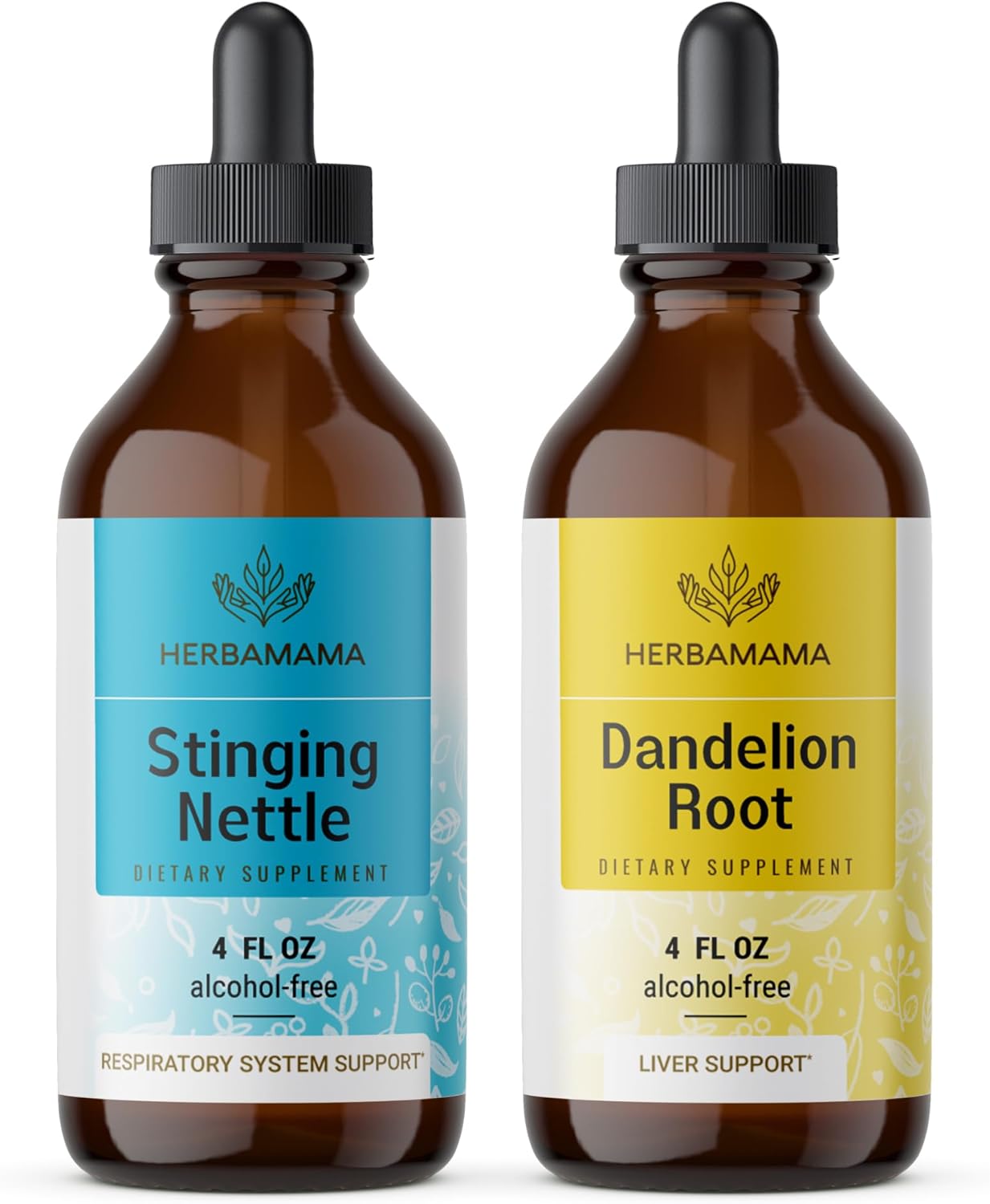 Stinging Nettle & Dandelion Root Herbal Liquid Drops Bundle - 4 fl oz Vegan Tinctures - Non-GMO, Sugar & Alcohol-Free - 2 Pack