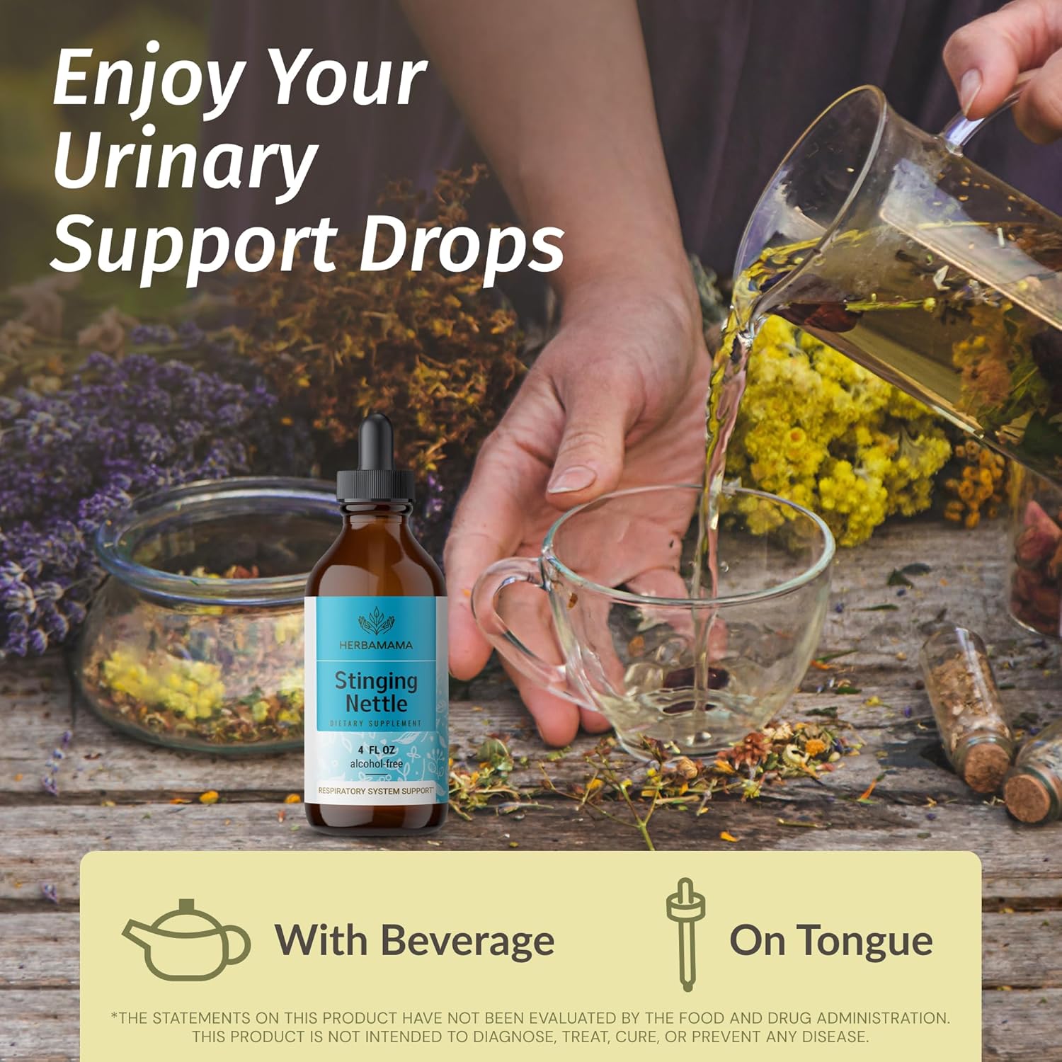 Stinging Nettle & Dandelion Root Herbal Liquid Drops Bundle - 4 fl oz Vegan Tinctures - Non-GMO, Sugar & Alcohol-Free - 2 Pack