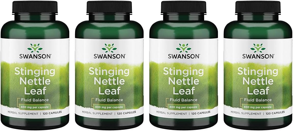 Stinging Nettle Leaf Herbal Supplement - Promotes Urinary & Respiratory Health - Supports Fluid Balance - 120 Capsules x 4 Pack