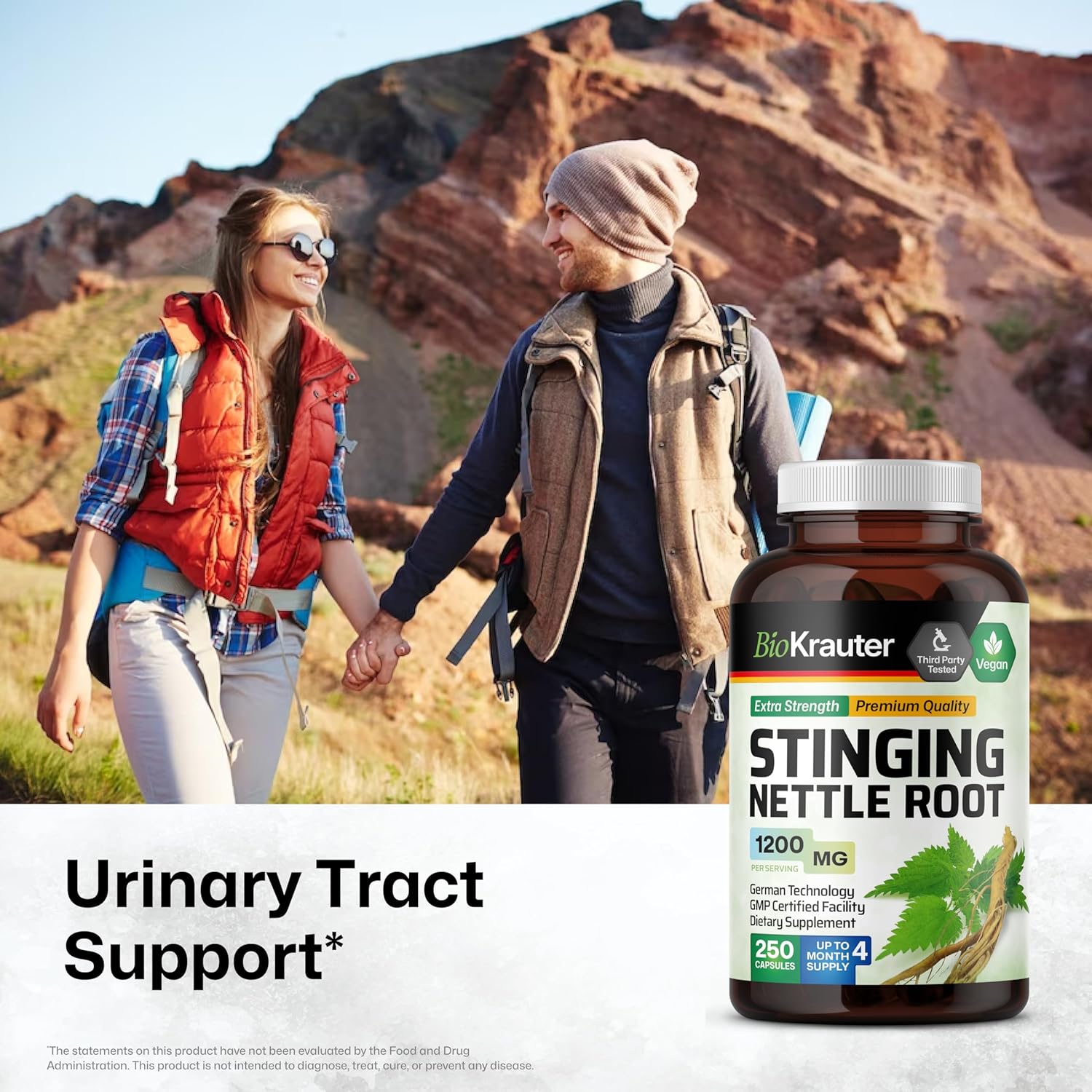 Stinging Nettle Supplement Bundle: 250 Capsules & 2 Fl. Oz. Tincture by BIO KRAUTER