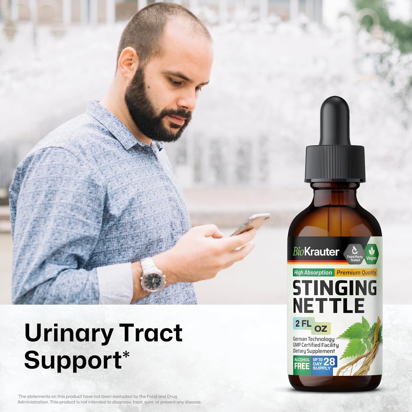 Stinging Nettle Supplement Bundle: 250 Capsules & 2 Fl. Oz. Tincture by BIO KRAUTER