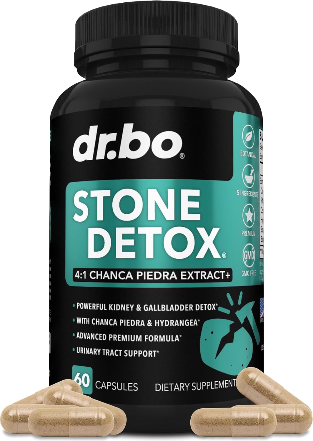 Stone Breaker Capsules with Chanca Piedra for Kidney Cleanse & Gallbladder Detox - Natural Formula to Dissolve Gallstones & Kidney Stones - 60 Pills