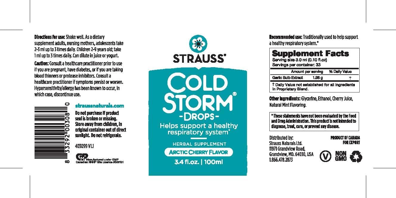 Strauss Naturals Coldstorm Drops - Immune & Respiratory Support with Arctic Cherry - 3.4 fl oz