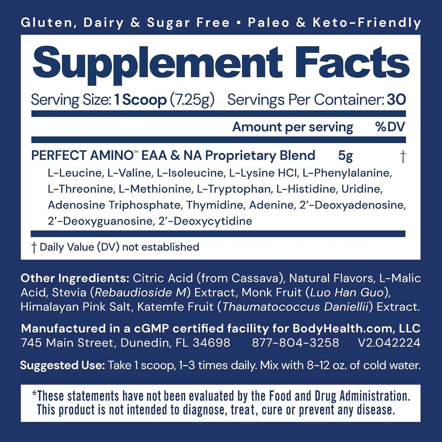 Strawberry Amino Acid Energy Drink Powder - BCAA and EAA for Lean Muscle Support - Pre and Post Workout Supplement for Men and Women - 120 Servings