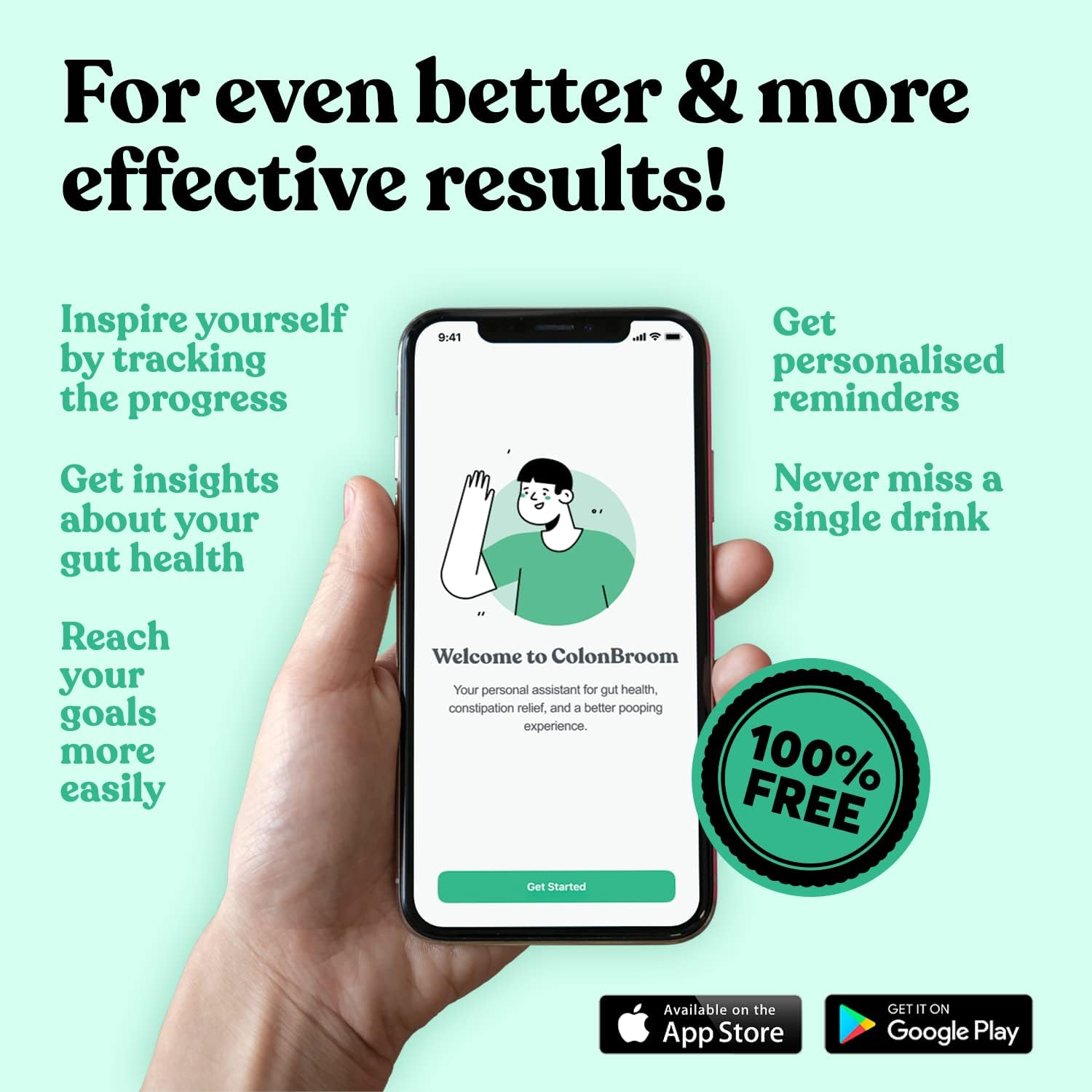 Strawberry ColonBroom Psyllium Husk Powder - Bloating Relief & Gut Health Supplement - Vegan & Gluten Free Fiber Drink - 60 Servings