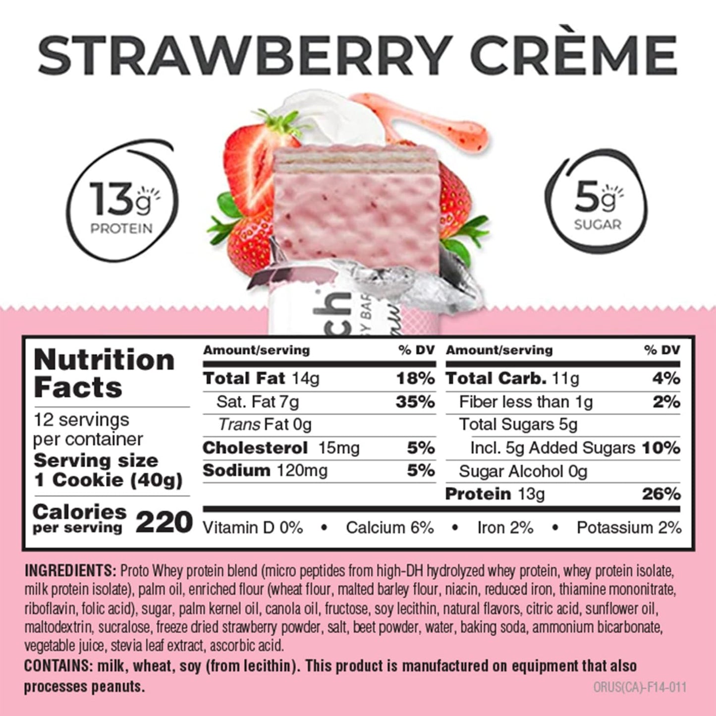 Strawberry Crème Power Crunch Protein Wafer Bars - High Protein Snacks, 12 Count