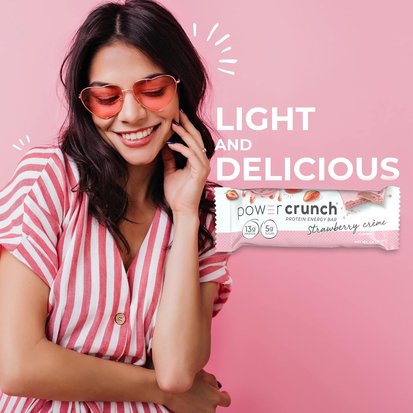 Strawberry Crème Power Crunch Protein Wafer Bars - High Protein Snacks, 12 Count