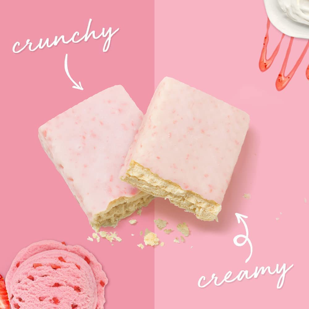 Strawberry Crème Power Crunch Protein Wafer Bars - High Protein Snacks, 12 Count