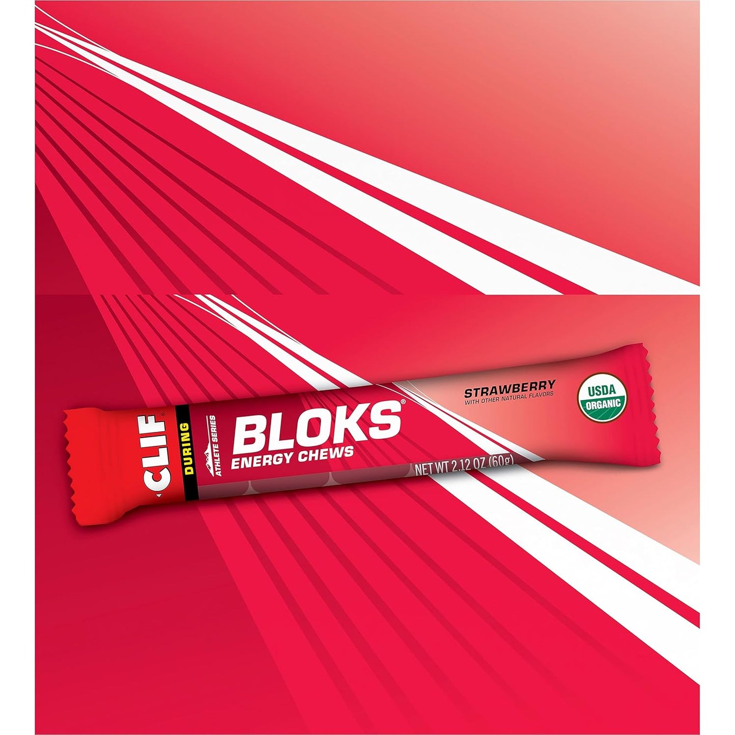 Strawberry Flavored CLIF BLOKS Energy Chews - Non-GMO, Plant Based Fuel for Cycling and Running - Quick Carbs and Electrolytes - 2.12 oz (18 Count)