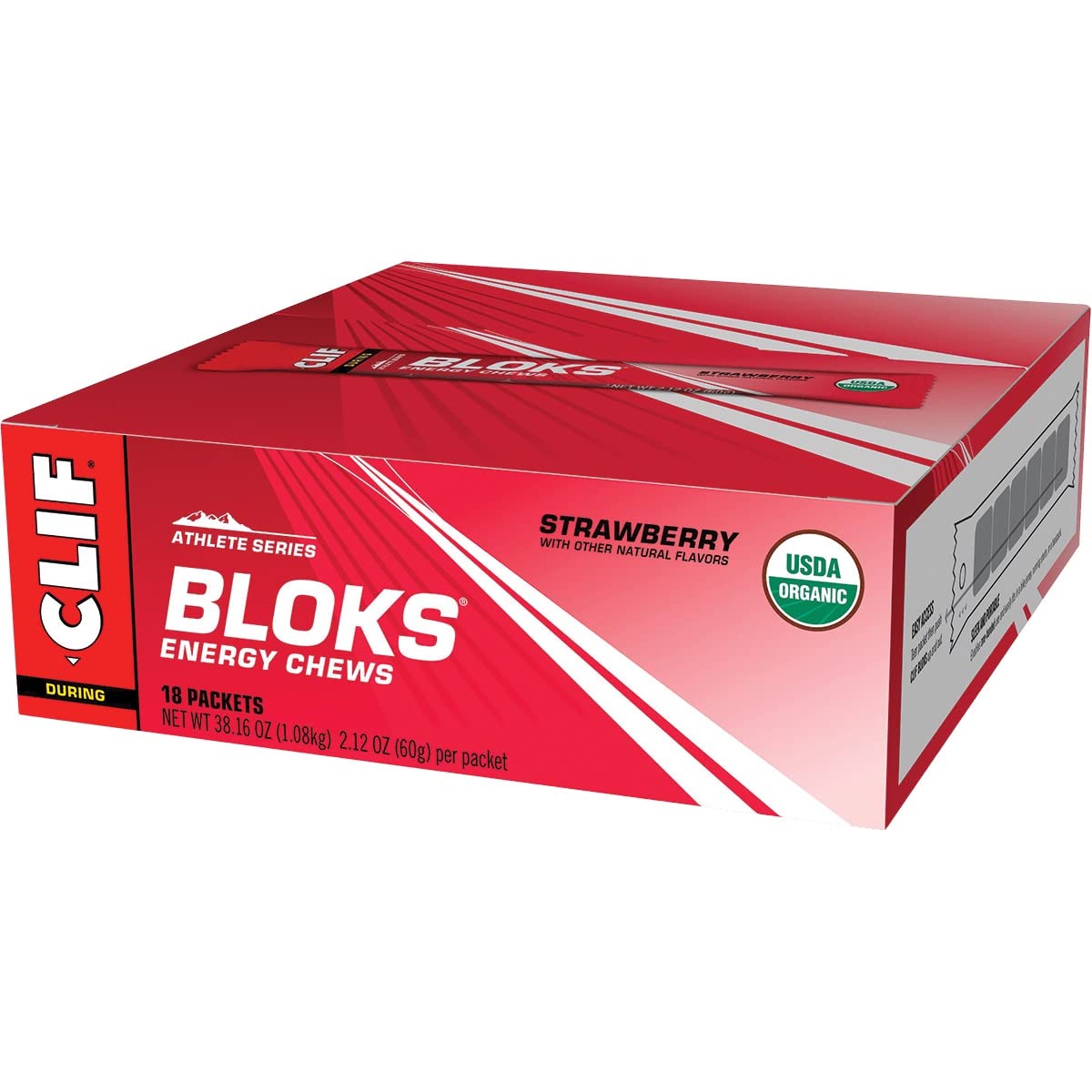Strawberry Flavored CLIF BLOKS Energy Chews - Non-GMO, Plant Based Fuel for Cycling and Running - Quick Carbs and Electrolytes - 2.12 oz (18 Count)
