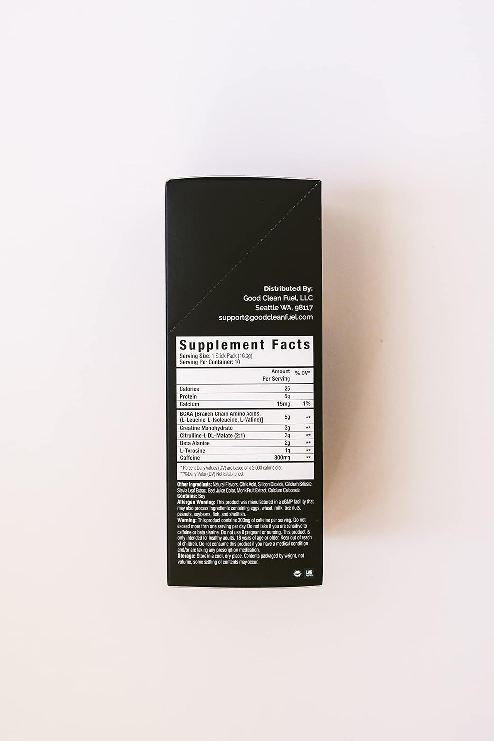 Strawberry Flavored Pre-Workout Fuel with Caffeine, BCAAs, Beta Alanine, Creatine, Tyrosine, Citrulline - 10 Stick Packs - No Sugar