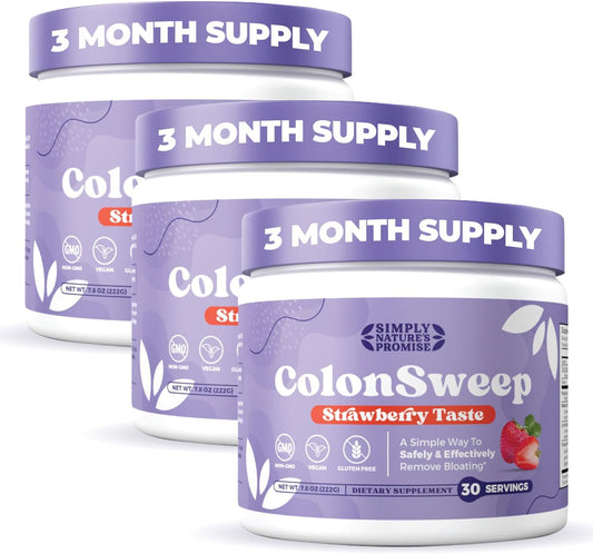 Strawberry Flavored Probiotic Psyllium Husk Powder Colon Cleanser - 7.8 oz, 30 Servings - Fiber Supplement for Gut Health, Bloating Relief & Detox - Pack of 3