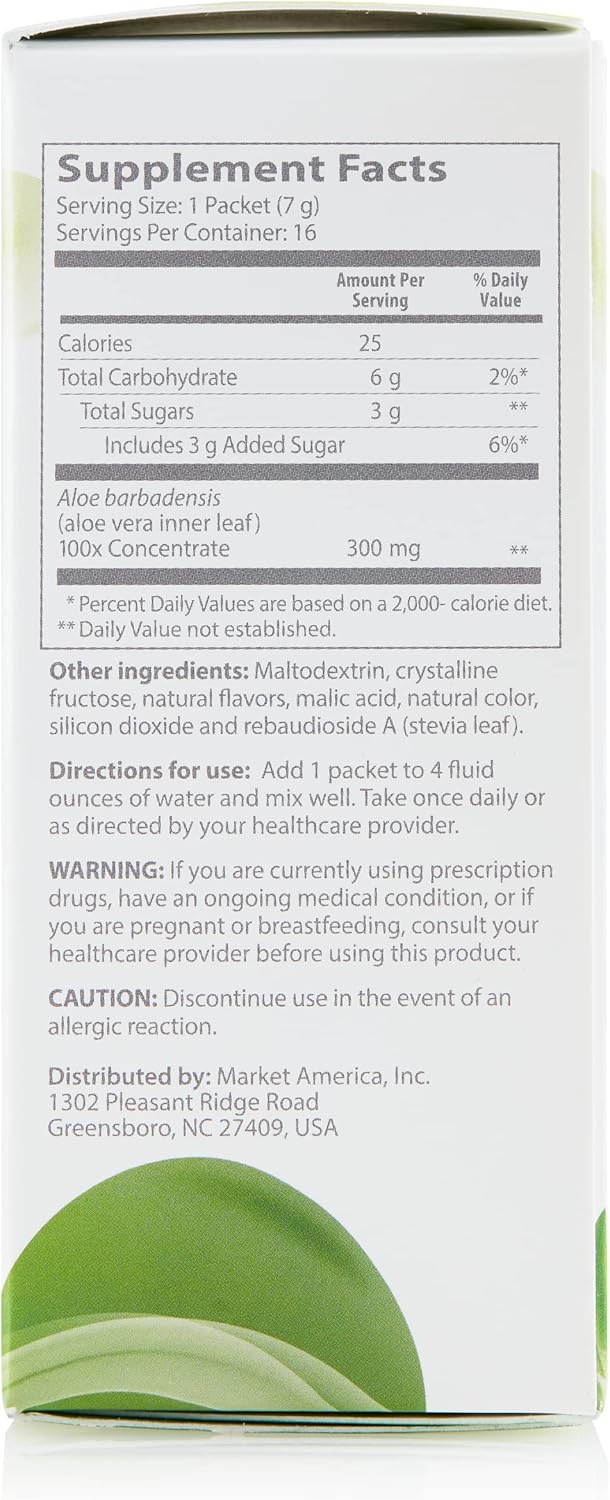 Strawberry Kiwi Aloe Powder - Supports Digestive Health, Immune System, Healing - 16 Packets, Gluten-Free, Vegan, Non-GMO