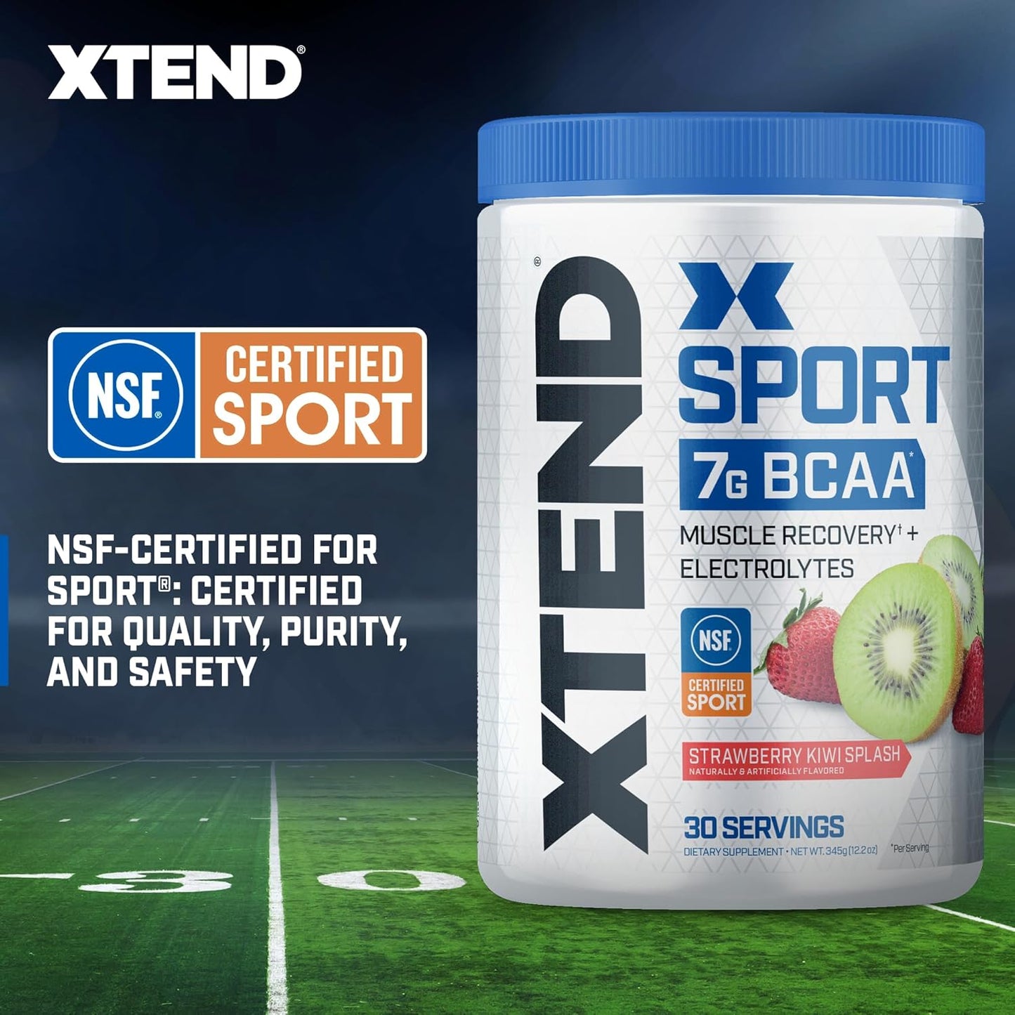 Strawberry Kiwi Splash BCAA Powder - Electrolyte & Amino Acid Recovery - 30 Servings