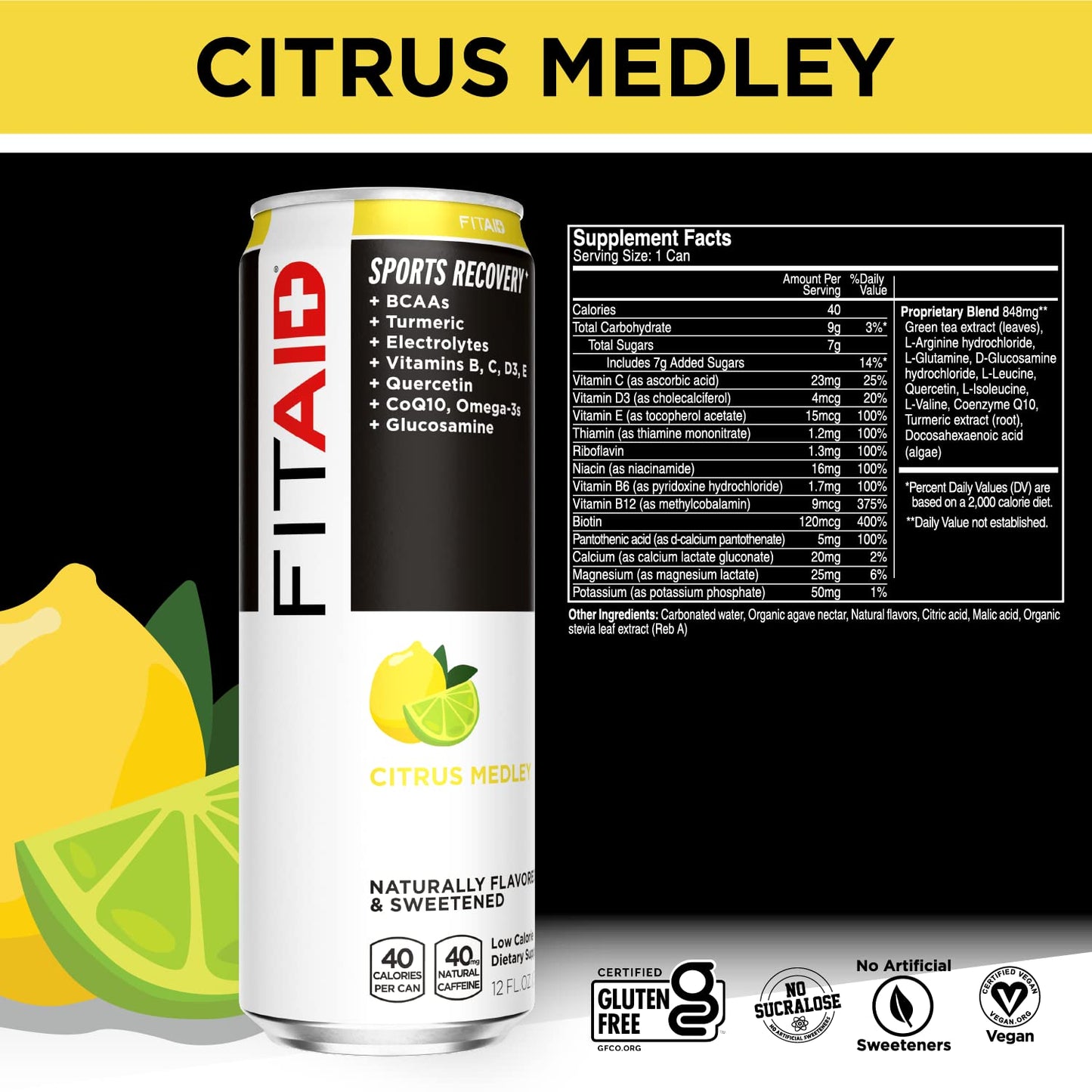 Strawberry Lemonade Post Workout Recovery Drink - BCAAs, Glucosamine, Electrolytes - Paleo, Vegan, Gluten-Free - 40 Calories - 12 Fl Oz Can - Pack of 24