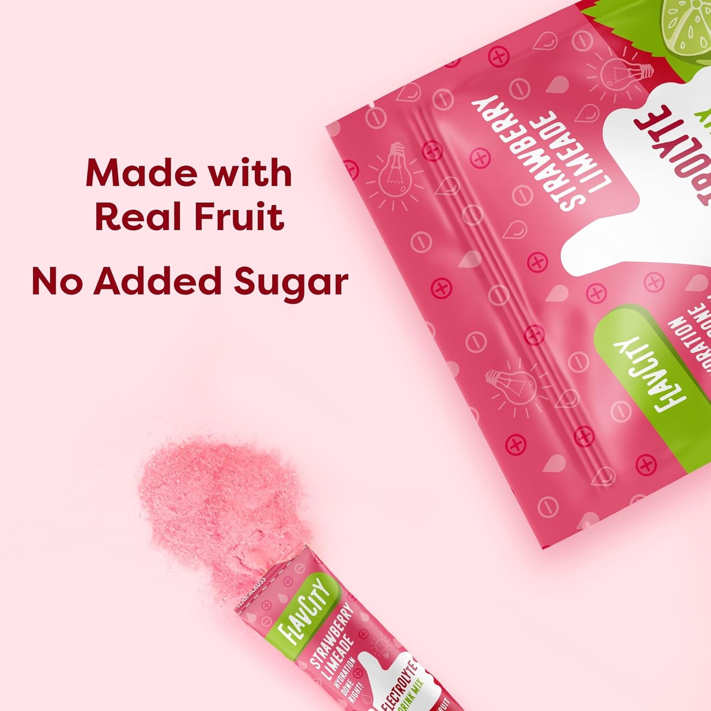 Strawberry Limeade Electrolyte Drink Mix On-The-Go Packets - Real Fruit Keto Powder with Healthy Electrolytes, No Sugar