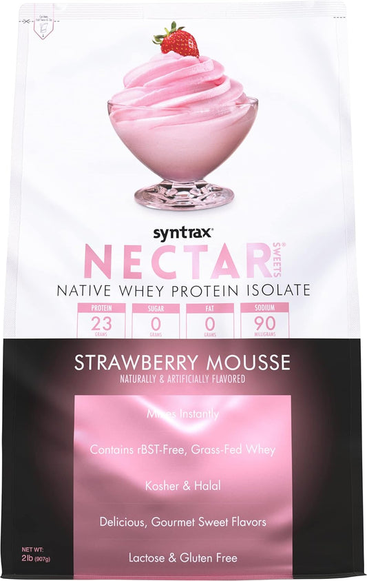 Strawberry Mousse Syntrax Nutrition Nectar Sweets 100% Whey Isolate Protein Powder - 2 lbs