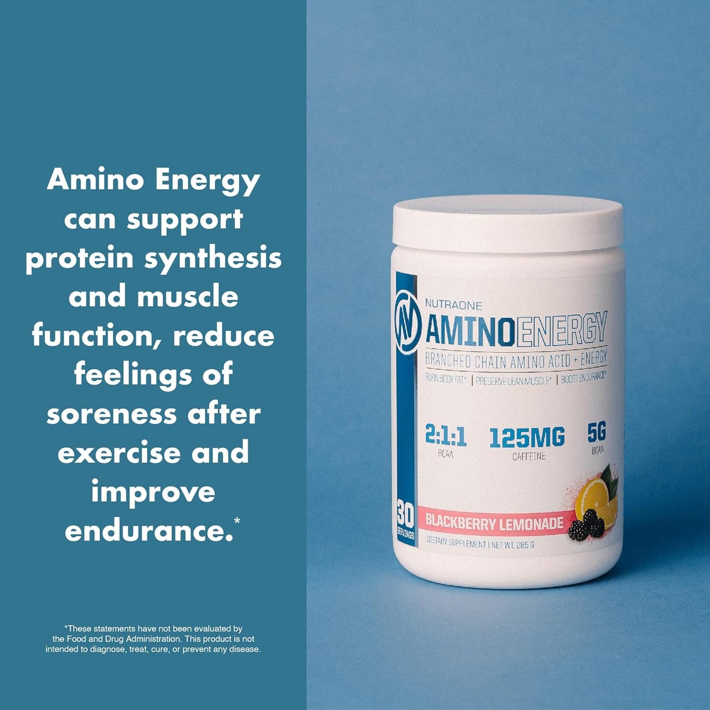 Strawberry Watermelon Amino Energy BCAA Powder Pre-Workout Supplement - 30 Servings