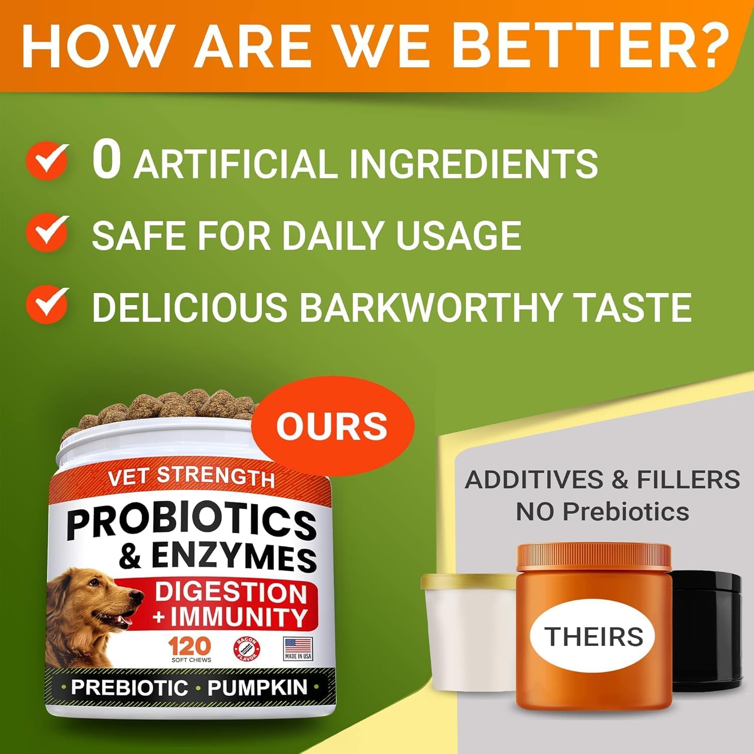 STRELLALAB Vet Strength Dog Probiotics Treats with Digestive Enzymes, Prebiotics, and Pumpkin for Allergy Relief - 100+ct Chewable Fiber with Peanut Butter Flavor