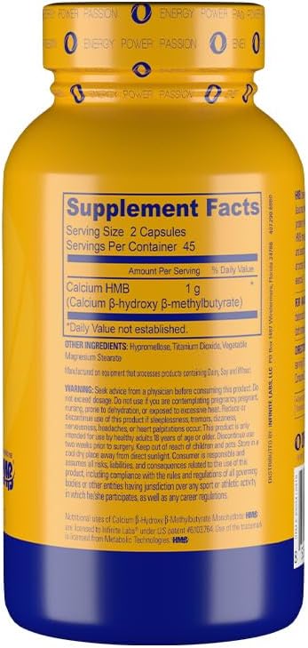 Strength Training Supplement: Infinite Labs HMB Beta-Hydroxy + Beta-Methylbutyrate | Easy to Swallow Capsules | 45 Servings | Gluten Free, GMO Free, Vegetarian