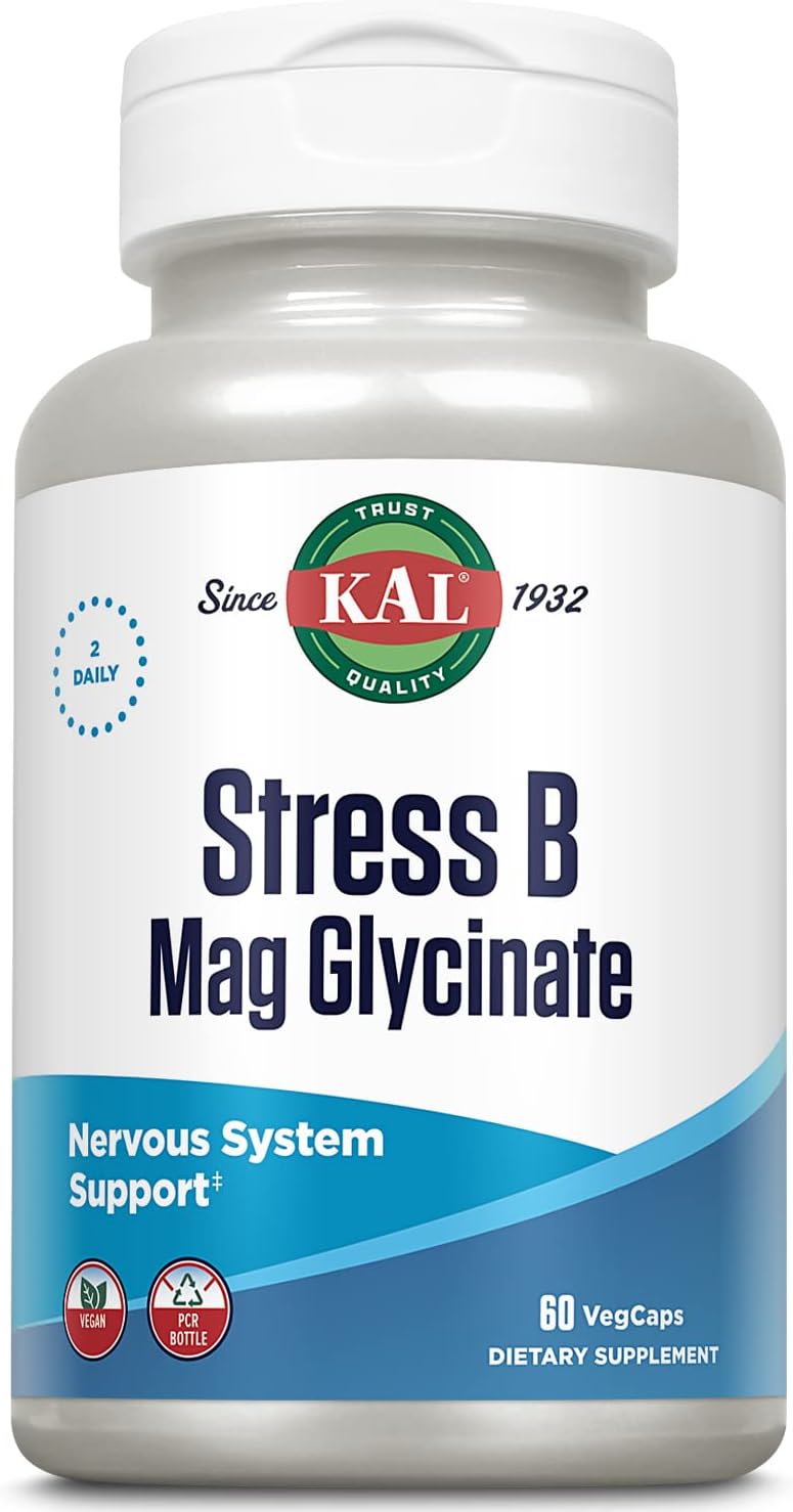 Stress B Complex with Magnesium, Active B Vitamins, Coenzyme B-6, Methylcobalamin, Folate, Mood & Relaxation Support, 60 VegCaps