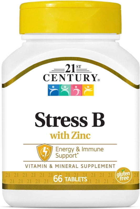 Stress Relief Supplement: Vitamin B with Zinc - 21st Century Formula, 66 Tablets