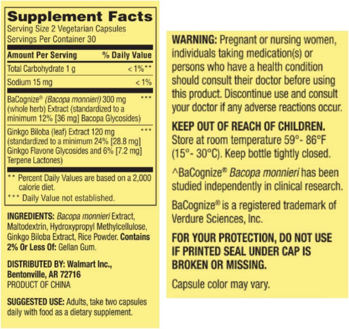 STS Home Spring Valley Brain Performance Support Supplement - 60 Count with Bonus STS Sticker