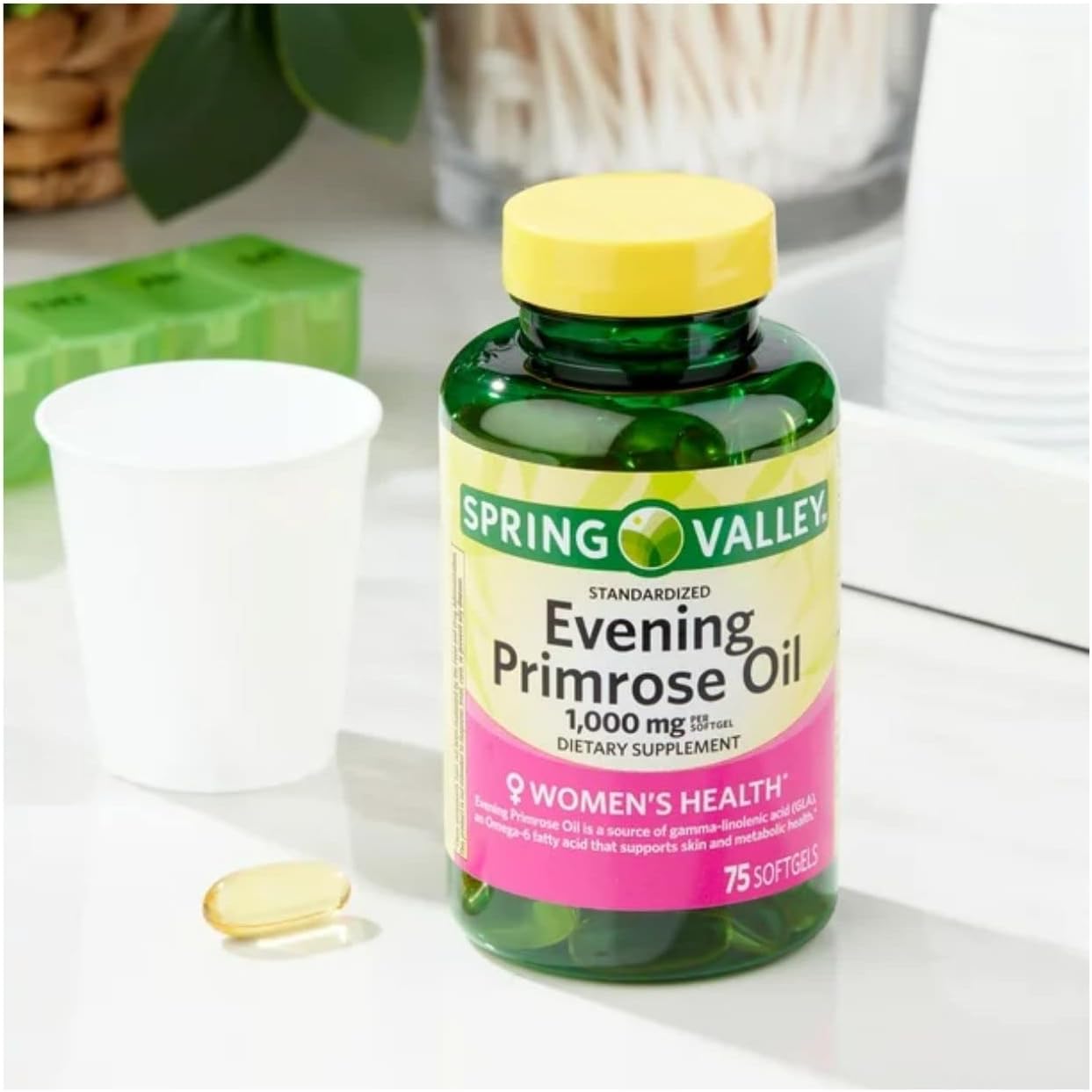 STS Home Spring Valley Evening Primrose Oil 1000mg - 75 Count with Free STS Sticker
