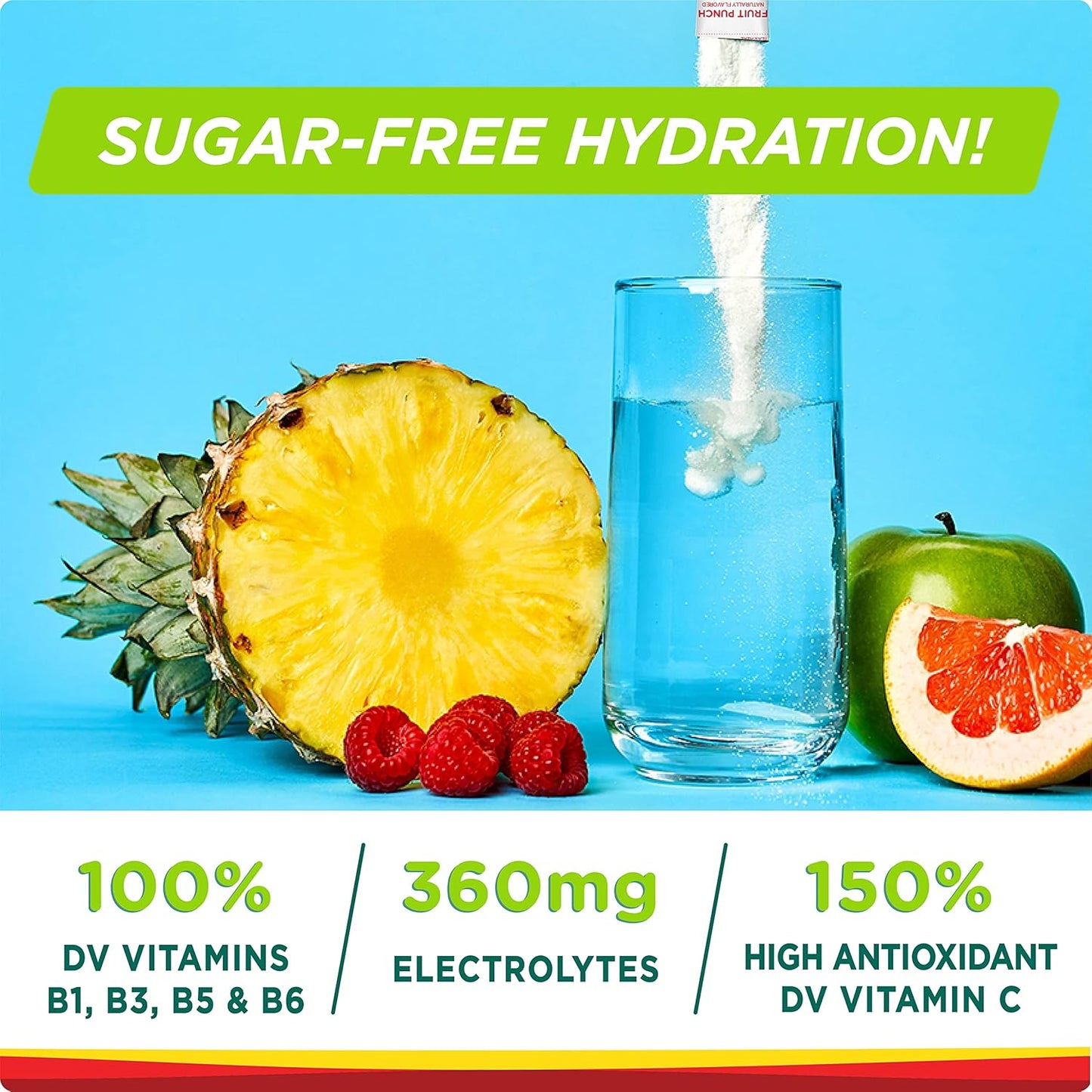 Stur Electrolytes Powder Hydration Packets - Fruit Punch Flavor for Workout Recovery - Sugar-Free with Antioxidants and B Vitamins - Keto, Vegan, Non-GMO, Paleo - 96 Packets