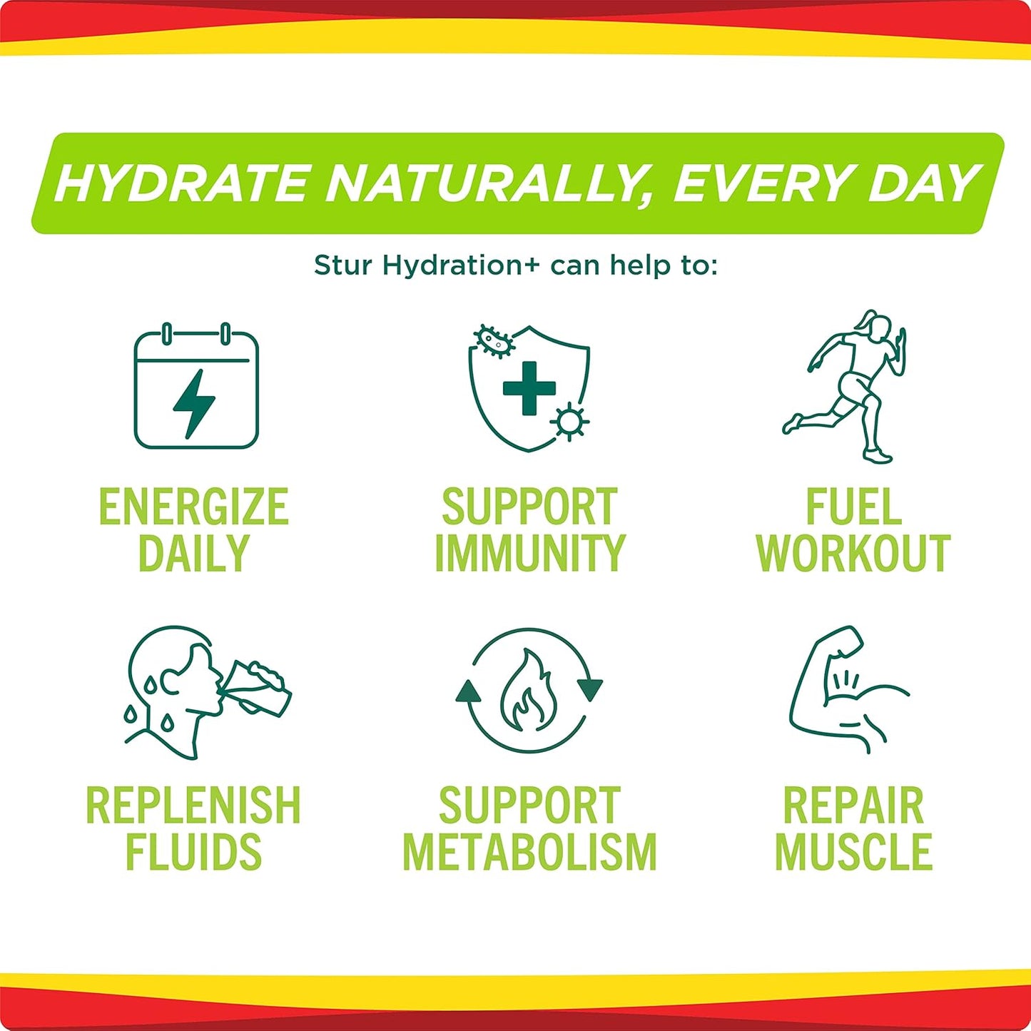 Stur Electrolytes Powder Hydration Packets - Fruit Punch Flavor for Workout Recovery - Sugar-Free with Antioxidants and B Vitamins - Keto, Vegan, Non-GMO, Paleo - 96 Packets