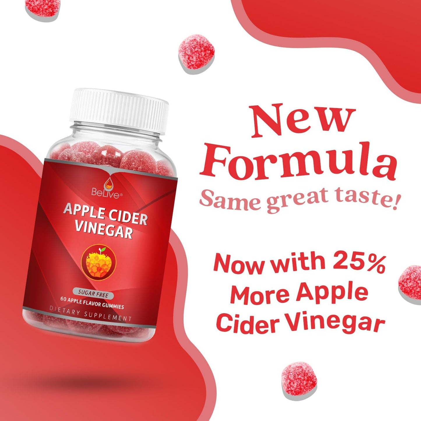 Sugar-Free Apple Cider Vinegar Gummies for Detox & Digestive Health - Vegan, Keto, Non-GMO - 60 Count