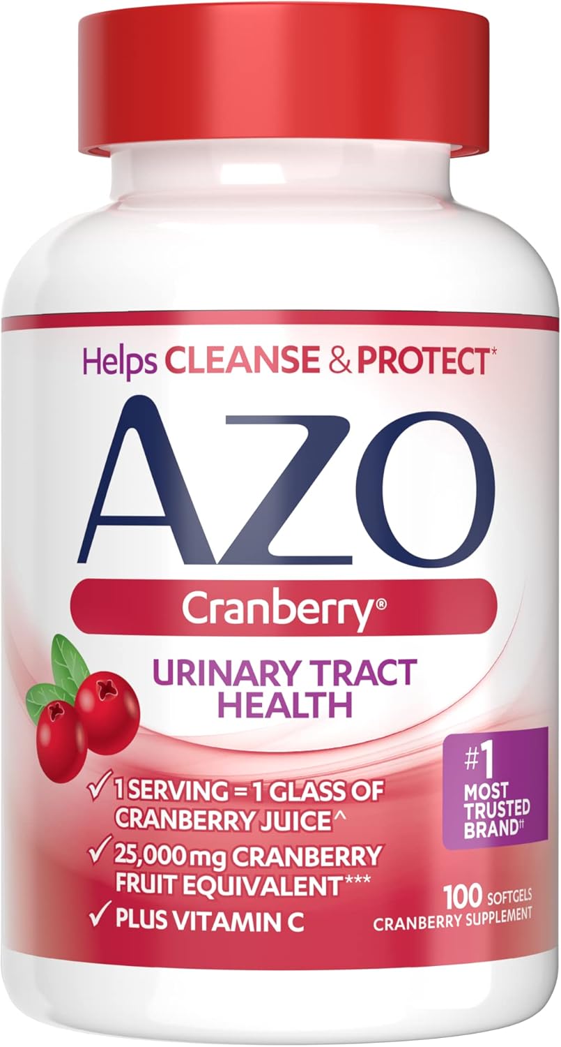 Sugar Free AZO Cranberry Urinary Tract Health Supplement Softgels & Gummies - 100 Softgels & 72 Gummies, Non-GMO, Equivalent to 1 Glass Cranberry Juice per Softgel/Gummy