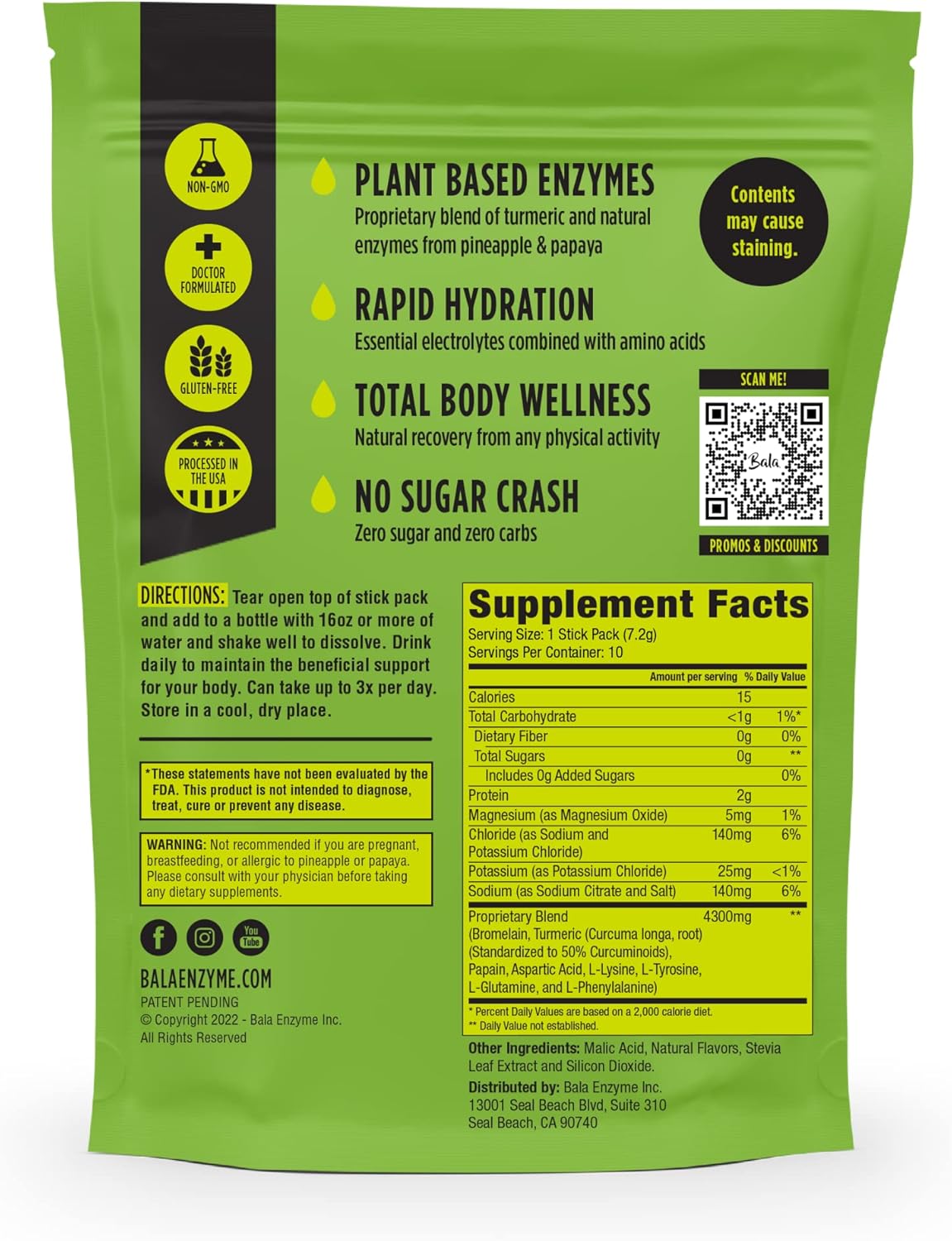 Sugar-Free BALA Electrolyte Powder Packets for Post-Workout Muscle Recovery and Hydration - 20 Pack Bundle with Keto-Friendly Ingredients