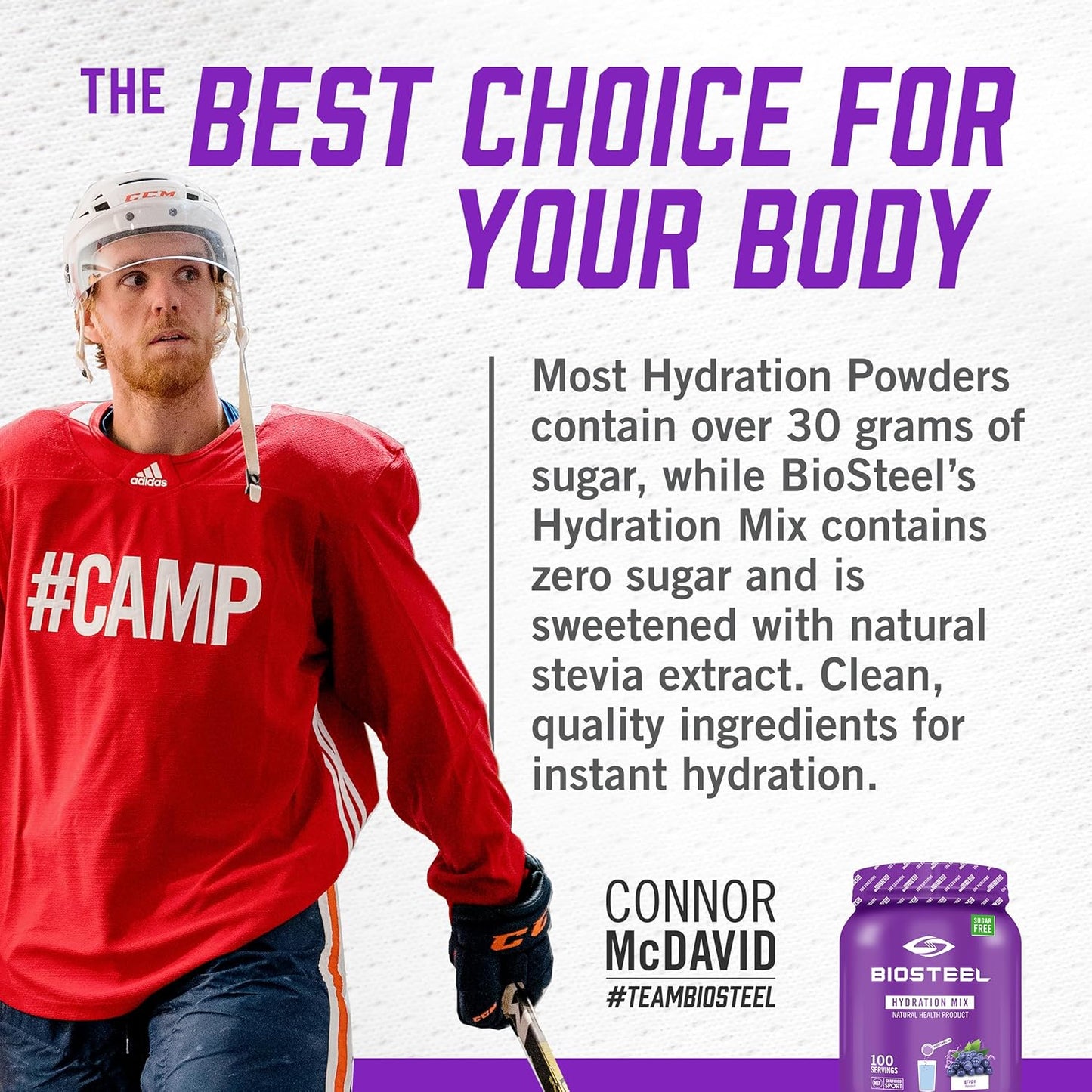 Sugar-Free BioSteel Hydration Mix with Essential Electrolytes - Grape Flavor, 100 Servings for Post-Workout Replenishment