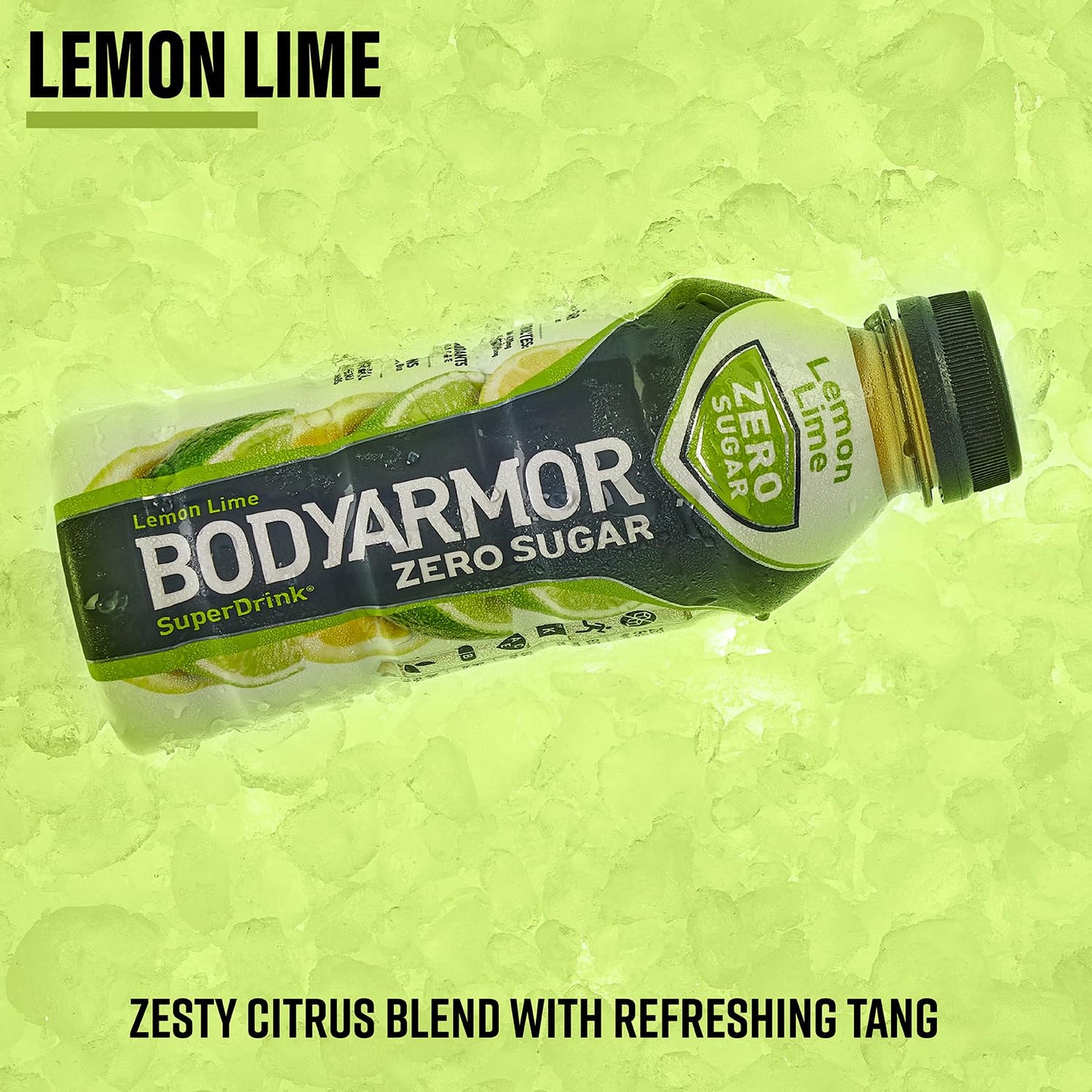 Sugar-Free BODYARMOR ZERO Lemon Lime Sports Drink - 16 fl oz (Pack of 12) - Low-Calorie Hydration with Electrolytes, Antioxidants, and B-vitamins