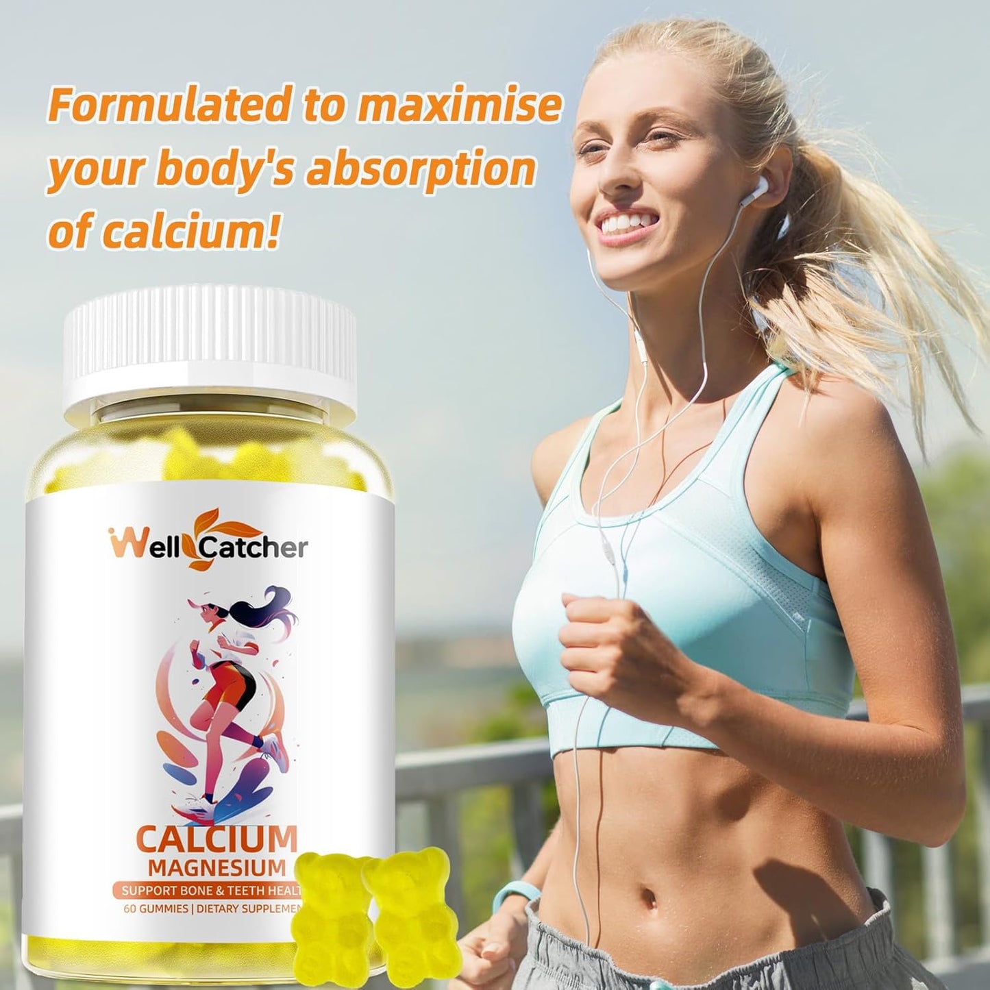 Sugar-Free Calcium Magnesium Gummies for Adults and Kids - Vegan Algae Supplements with Zinc, Potassium, Vitamin D3, K2 - Lemon Flavor, 120CT