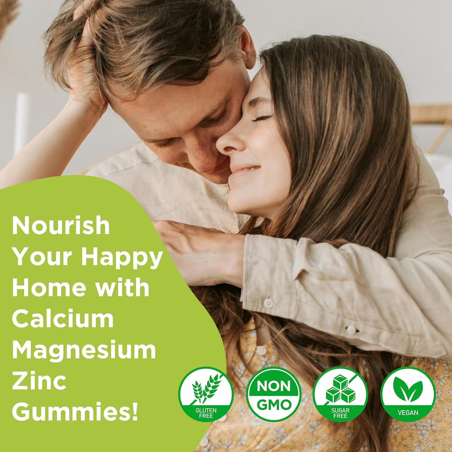 Sugar-Free Calcium Magnesium Zinc Gummies with Vitamin D3 - 60 Count for Bone, Muscle, and Immune Health - Mixed Flavors - High Potency Supplement for Men and Women