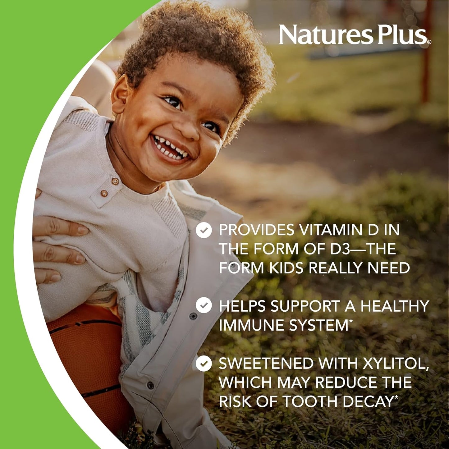 Sugar-Free Children's Vitamin D3-500 IU Chewable Tablets - Black Cherry Flavor - Bone & Immune Support - 90 Servings