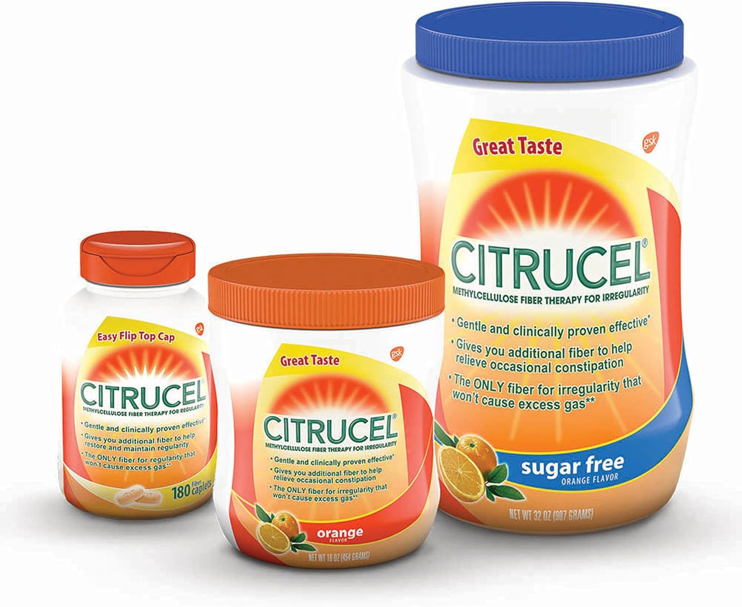 Sugar Free Citrucel Fiber Powder: Orange Flavor, 32 Ounces - Relieve Occasional Constipation with Methylcellulose Fiber