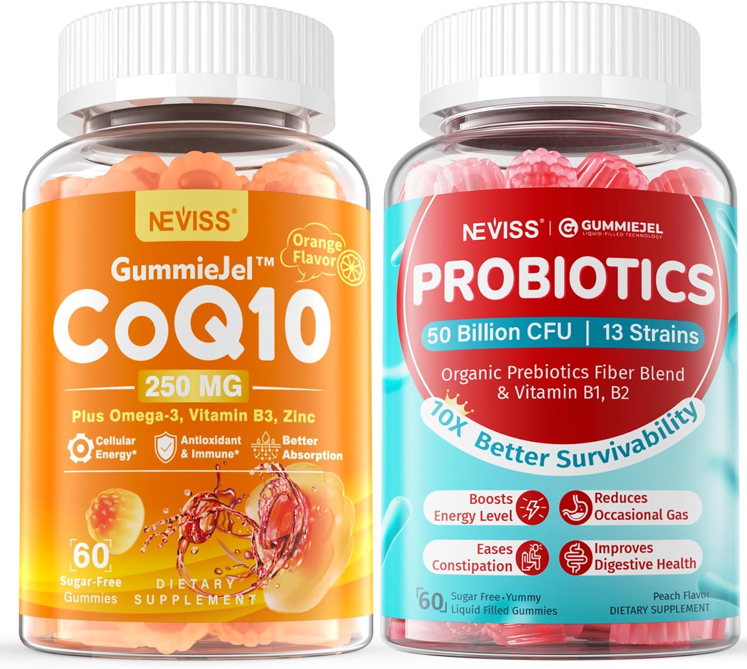 Sugar-Free CoQ10 and Probiotics Gummies in 250mg and 500mg Strengths