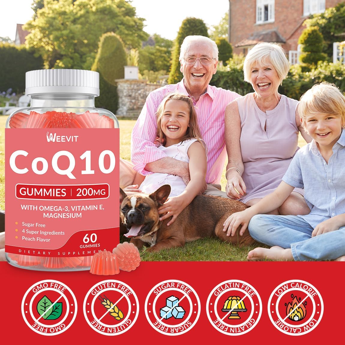 Sugar-Free CoQ10 Gummies 200 MG - Adult Coenzyme Q10 (Ubiquinone) Supplement with Omega-3, Vitamin E & Magnesium for Energy, Brain, and Antioxidant Support
