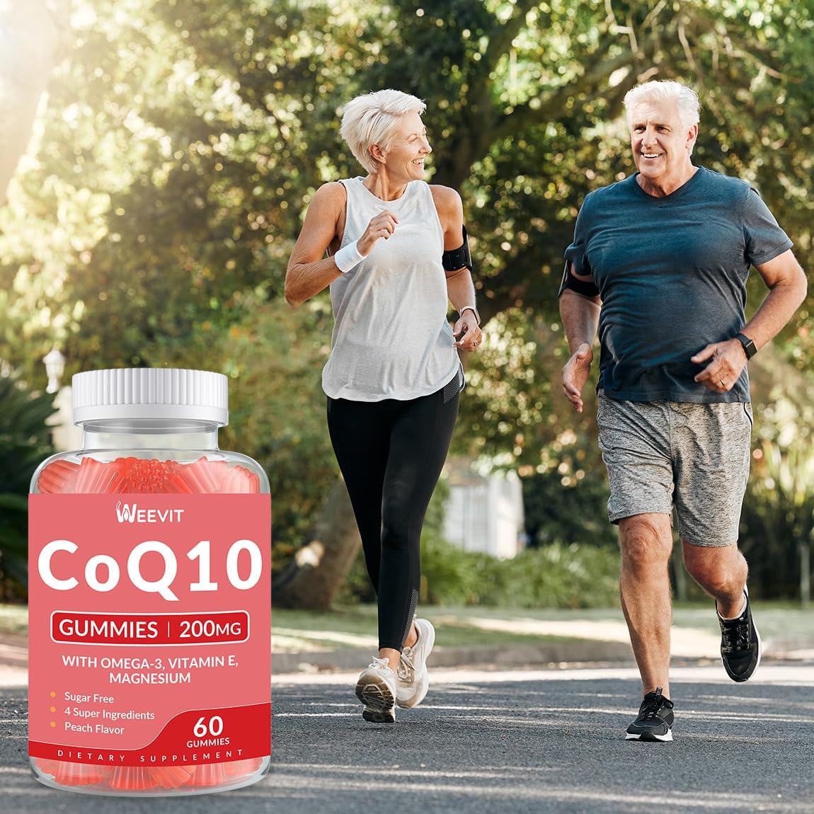 Sugar-Free CoQ10 Gummies 200 MG - Adult Coenzyme Q10 (Ubiquinone) Supplement with Omega-3, Vitamin E & Magnesium for Energy, Brain, and Antioxidant Support