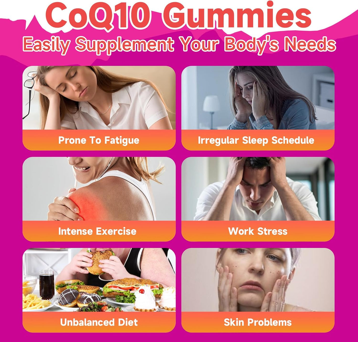 Sugar-Free CoQ10 Gummies 250mg with Omega-3, Vitamin B3, Zinc, and Magnesium - Heart Health and Antioxidant Support - 60 Count