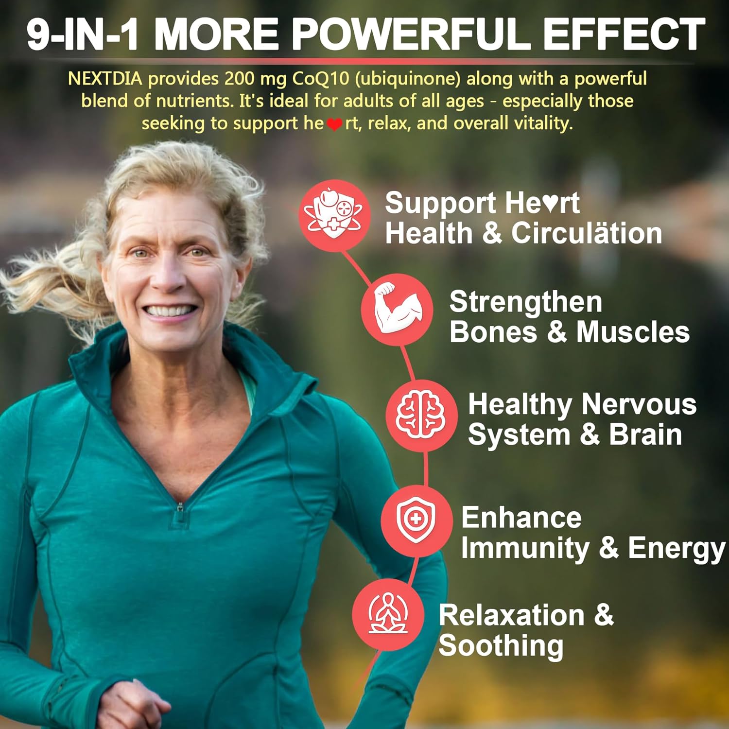 Sugar-Free CoQ10 Gummies with Ashwagandha, Magnesium, B6, D3, B12, & B9 - Energy & Heart Support - 2 Pack