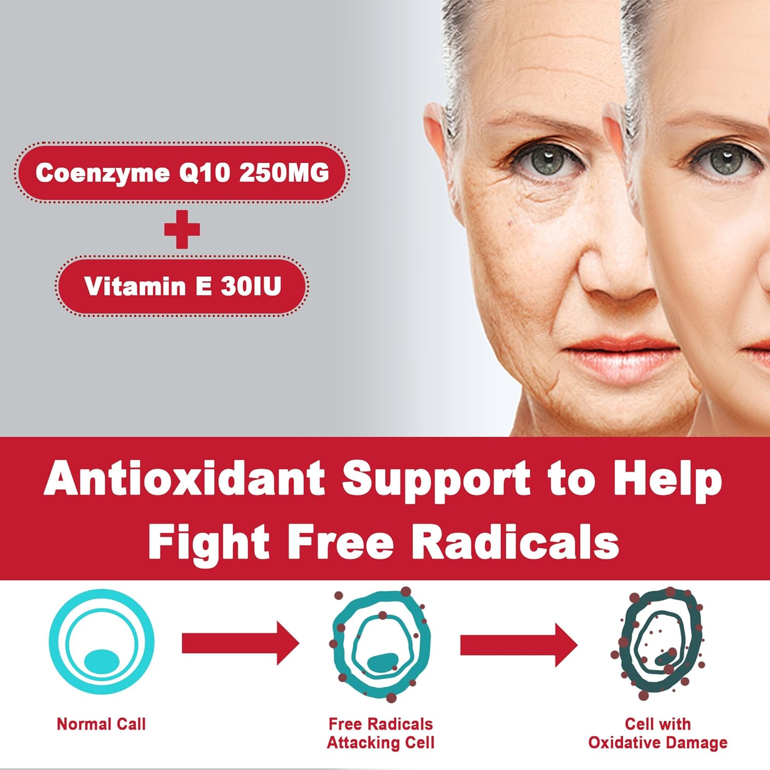 Sugar-Free CoQ10 Gummies with Magnesium Glycinate, Niacin, Vitamin E & Folic Acid - 120 Count, 250MG - High Absorption for Cellular Energy & Antioxidant Support