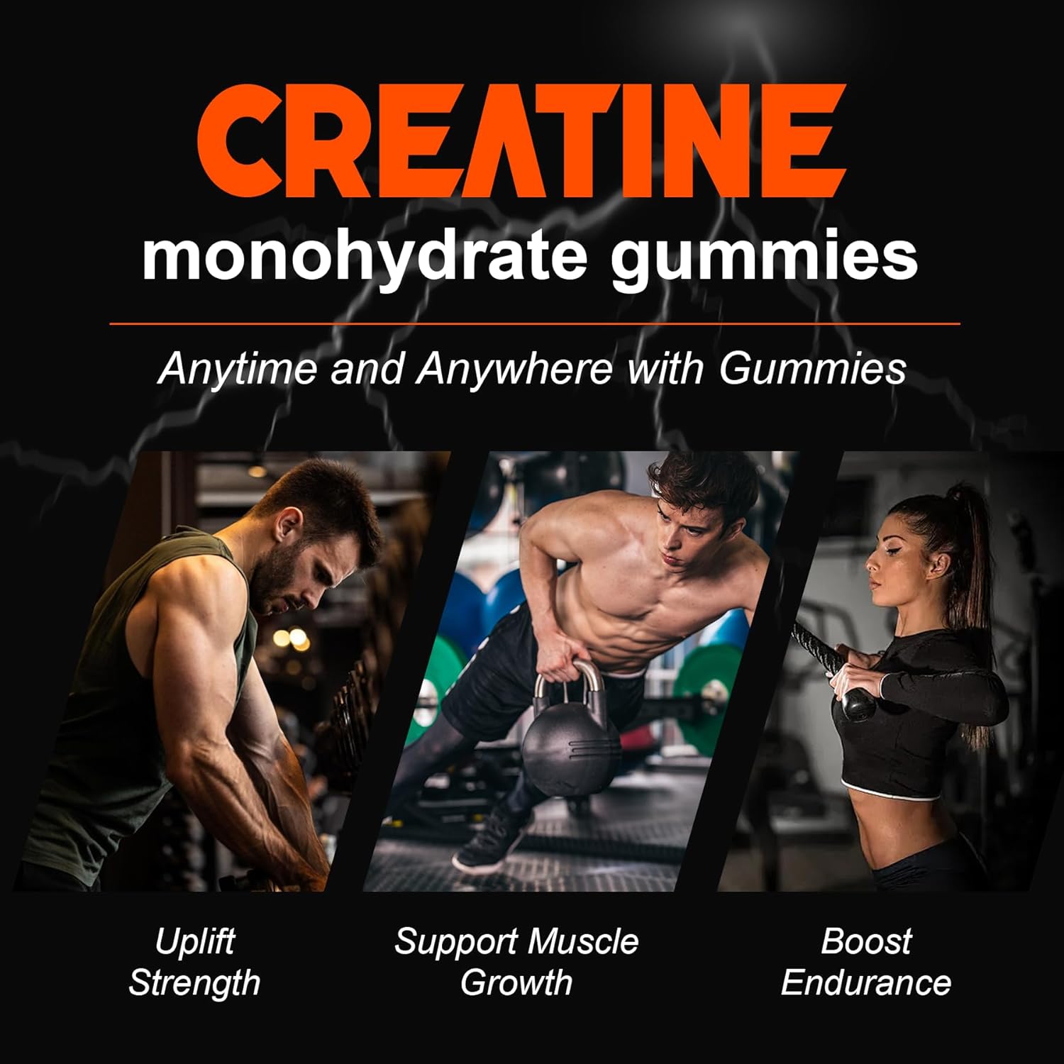 Sugar-Free Creatine Monohydrate Gummies for Energy Boost - 5g Muscle Support Supplements - Strawberry Flavored Chewables for Men & Women - 120 Gummies