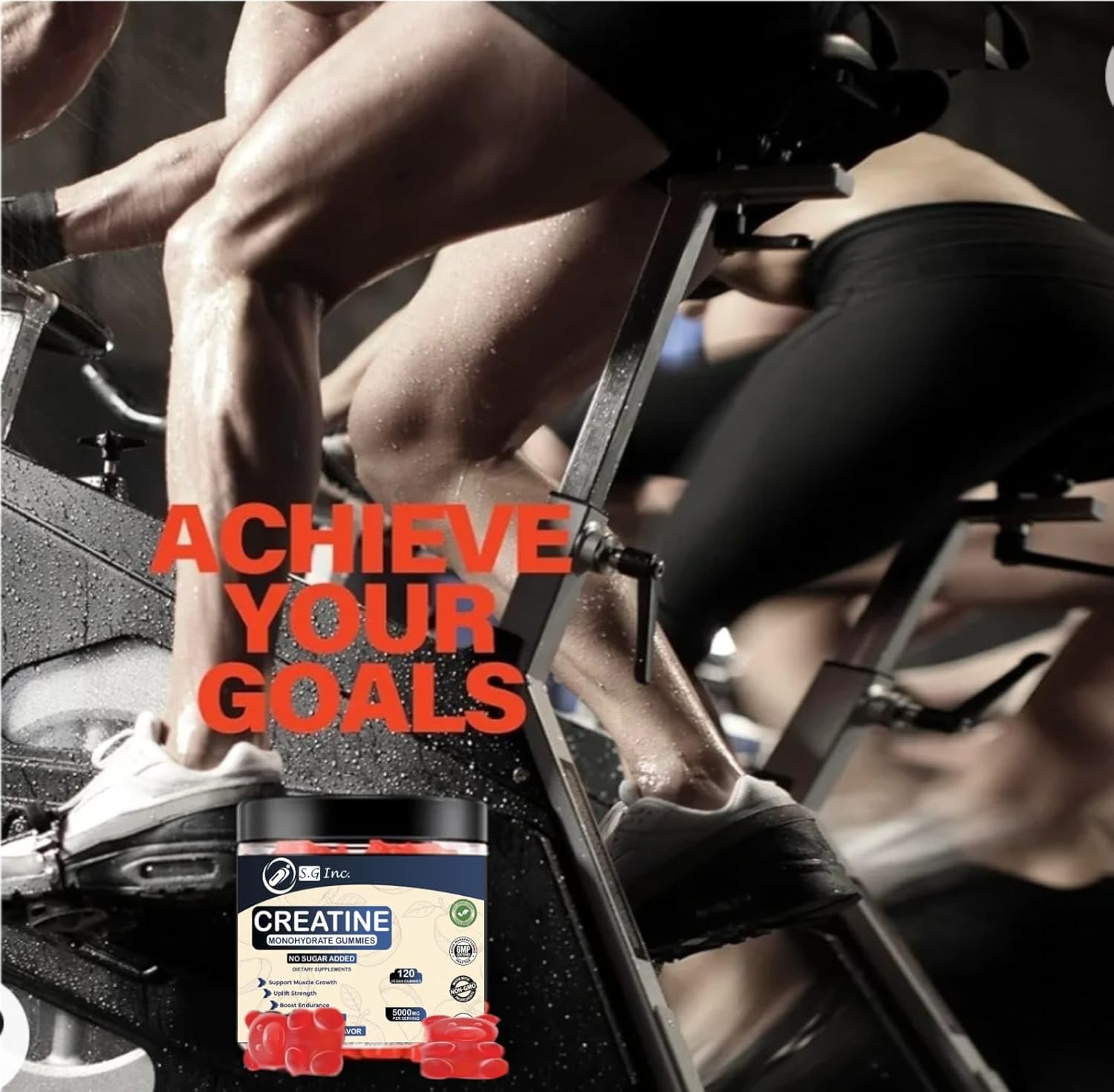 Sugar-Free Creatine Monohydrate Gummies for Energy Boost - 5g Muscle Support Supplements - Strawberry Flavored Chewables for Men & Women - 120 Gummies