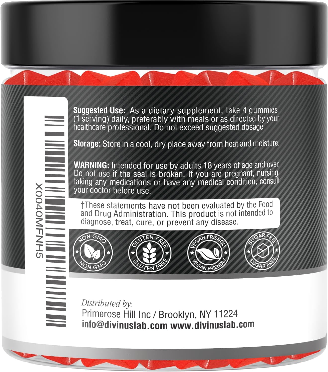 Sugar-Free DivinusLab Creatine Monohydrate Gummies 5g (5000mg) - 120 Count, Vegan Pre Workout Chews for Energy Boost, Muscle Building and Strength - Men & Women, Non-GMO