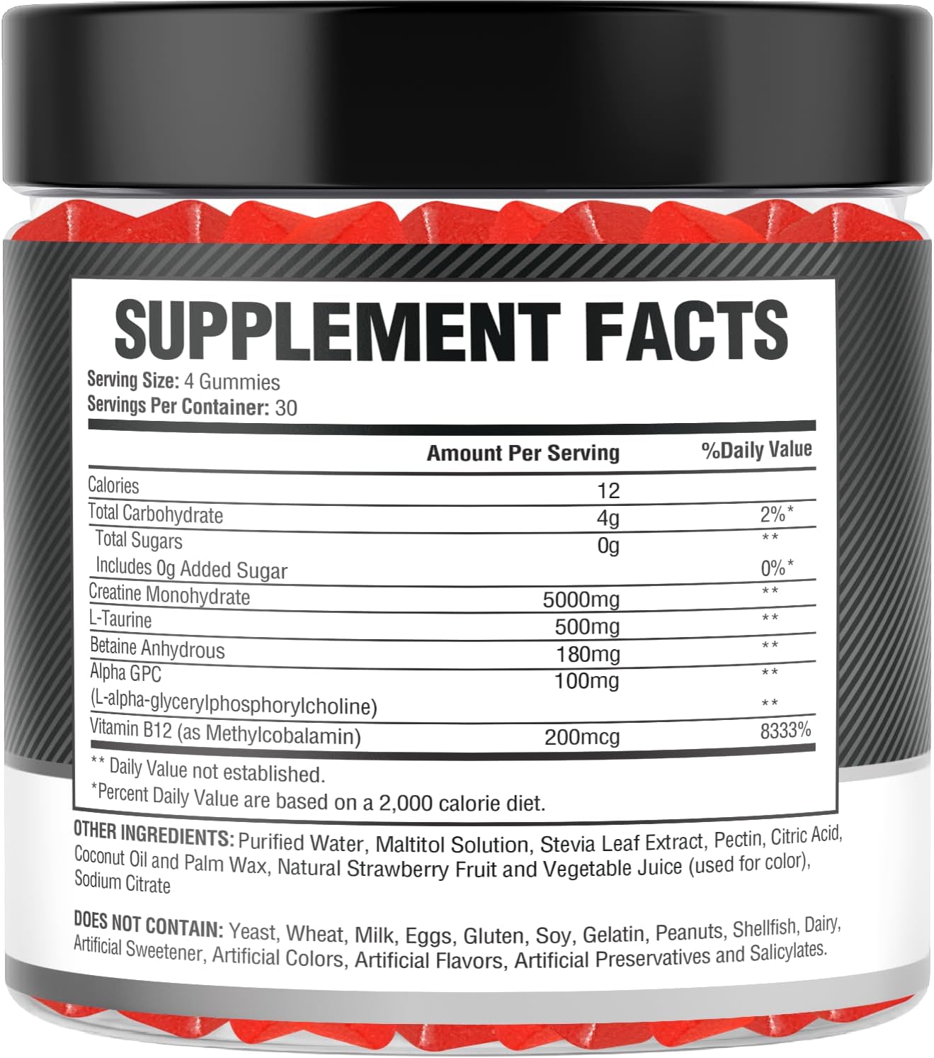 Sugar-Free DivinusLab Creatine Monohydrate Gummies 5g (5000mg) - 120 Count, Vegan Pre Workout Chews for Energy Boost, Muscle Building and Strength - Men & Women, Non-GMO